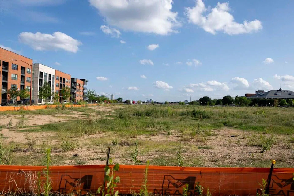 An empty lot at 400 East Exchange Ave. will house a surface parking lot while Indiana-based White Lodging figures out what to develop on the site.