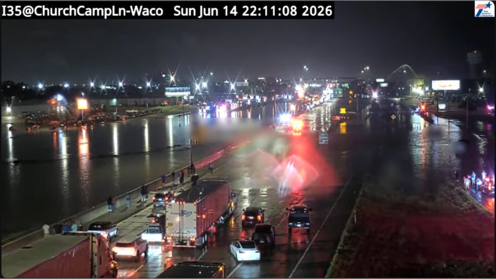 i-35 flooded at Church Camp Lane