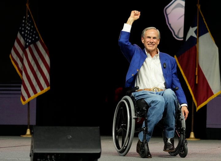 HOUSTON, TEXAS - JUNE 12: Texas Governor Greg Abbott is shown at the Texas GOP convention in the George R. Brown Convention Center in Houston Friday, June 12, 2026. (Melissa Phillip/Houston Chronicle via Getty Images)