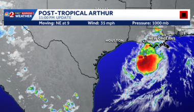 Arthur goes post-tropical, degenerates into low-pressure area along Texas coast, NHC says