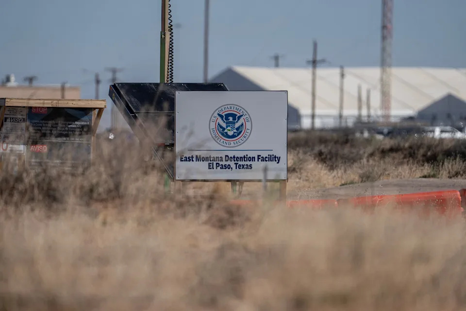 Camp East Montana is photographed Friday, March 6, 2026, in El Paso, Texas. Employees of Akima Global Services, LLC — the security subcontractor at the detention center — were told in internal messages that reports of a possible closure were not true, despite a Washington Post story earlier in the week reporting that federal officials were considering shutting it down, according to communications shared with the El Paso Times.