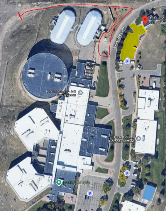 Map for viewing goats at the El Paso County Jail