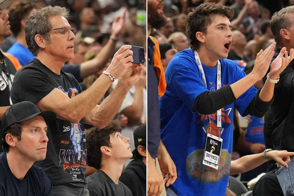 Timothée Chalamet, Ben Stiller and More Knicks Superfans Travel to San Antonio for Game 5 of NBA Finals with New York on Verge of Title