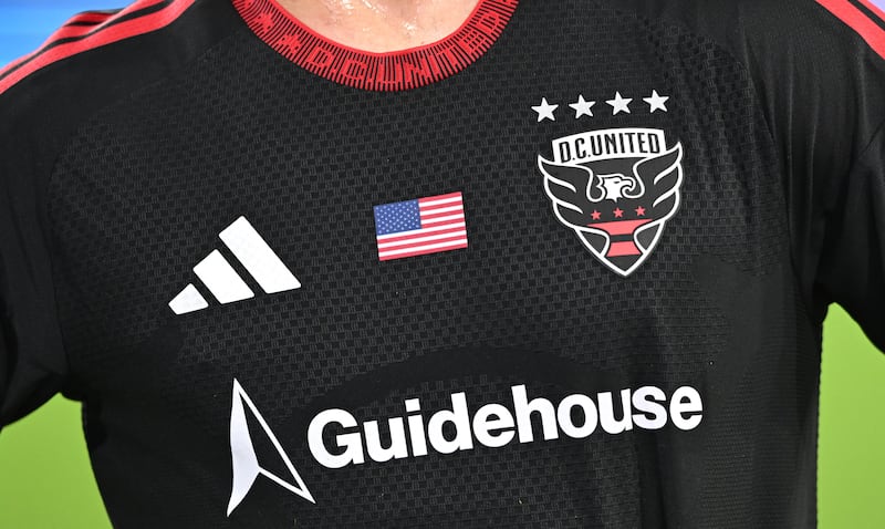 WASHINGTON, DC - MAY 23: Detail on the jersey of Lucas Bartlett #3 of D.C. United during the MLS match between D.C. United and CF Montreal at Audi Field on May 23, 2026 in Washington, DC. (Photo by Greg Fiume/MLS via Getty Images)