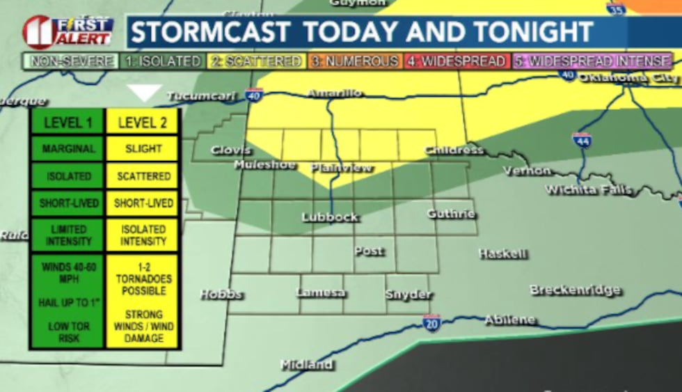 A Slight (2/5) Risk for severe storms persists for our northern counties overnight and into...