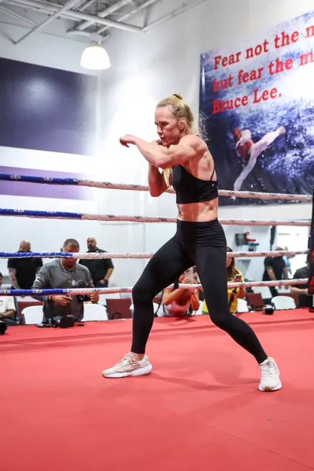 Holly Holm - 2026 MVPW Open Workouts at Hans Martial Arts Gym in El Paso, Texas Wednesday, May 27, 2026. (Matt Ferris / MVP)