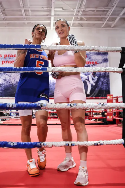 Amanda Serrano, Stephanie Han - 2026 MVPW Open Workouts at Hans Martial Arts Gym in El Paso, Texas Wednesday, May 27, 2026. (Matt Ferris / MVP)