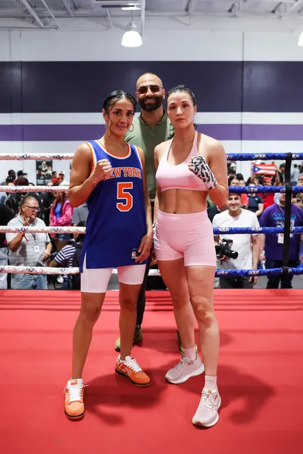 Amanda Serrano, Stephanie Han - 2026 MVPW Open Workouts at Hans Martial Arts Gym in El Paso, Texas Wednesday, May 27, 2026. (Matt Ferris / MVP)