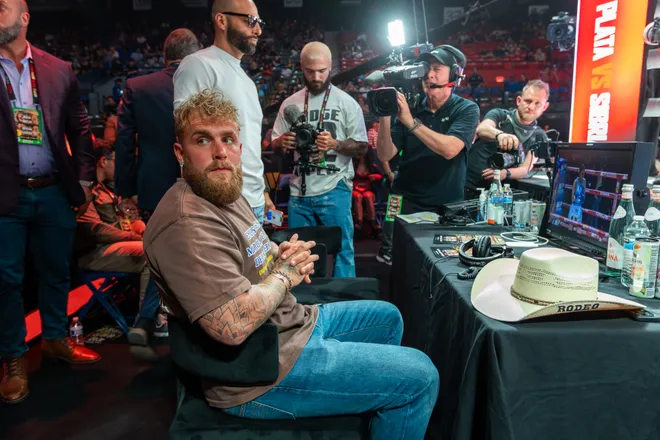 Jake Paul arrives at the El Paso County Coliseum before the Stephanie Han vs. Holly Holm 2 boxing event on Saturday, May 30, 2026, in El Paso, Texas.