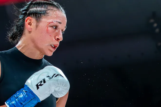 Stephanie Han and Holly Holm compete for the WBA lightweight world championship Saturday, May 30, 2026, at the El Paso County Coliseum in El Paso, Texas.