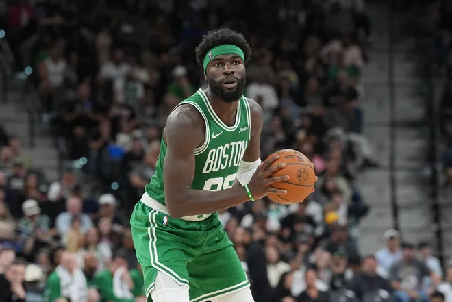 Mar 10, 2026; San Antonio, Texas, USA; Boston Celtics center Neemias Queta (88) looks to pass the ball in the second half against the San Antonio Spurs at Frost Bank Center. Mandatory Credit: Daniel Dunn-Imagn Images