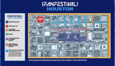FIFA Fan Festival Houston: Road closures in East Downtown, map