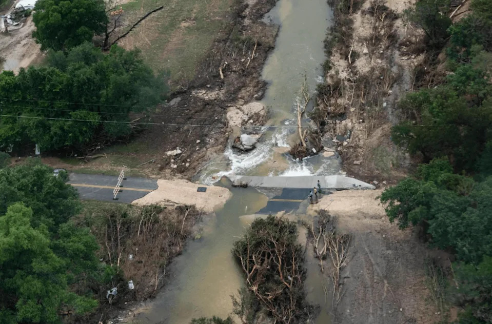 Big Sandy Creek near Round Mountain, Texas, during deadly floods in July 2025. (National Weather Service photo)