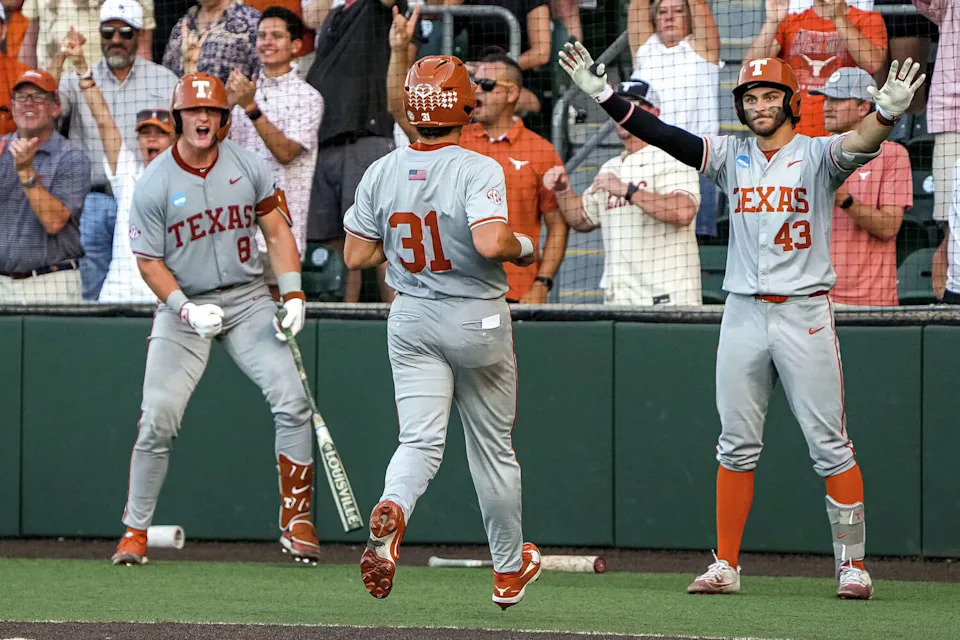 Texas Longhorns infielder Casey Borba (31) runs home for a score during the NCAA Baseball Regional game against UC Santa Barbara at UFCU Disch-Falk Field on Sunday, May 301 2026 in Austin. (Aaron E. Martinez/Austin American-Statesman)
