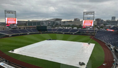 Georgia baseball College World Series game vs. Texas in weather delay