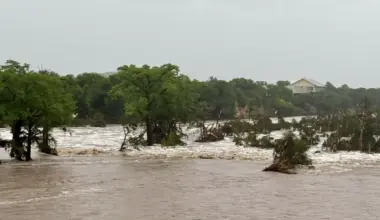 The floodwaters on Friday, July 4, 2025.