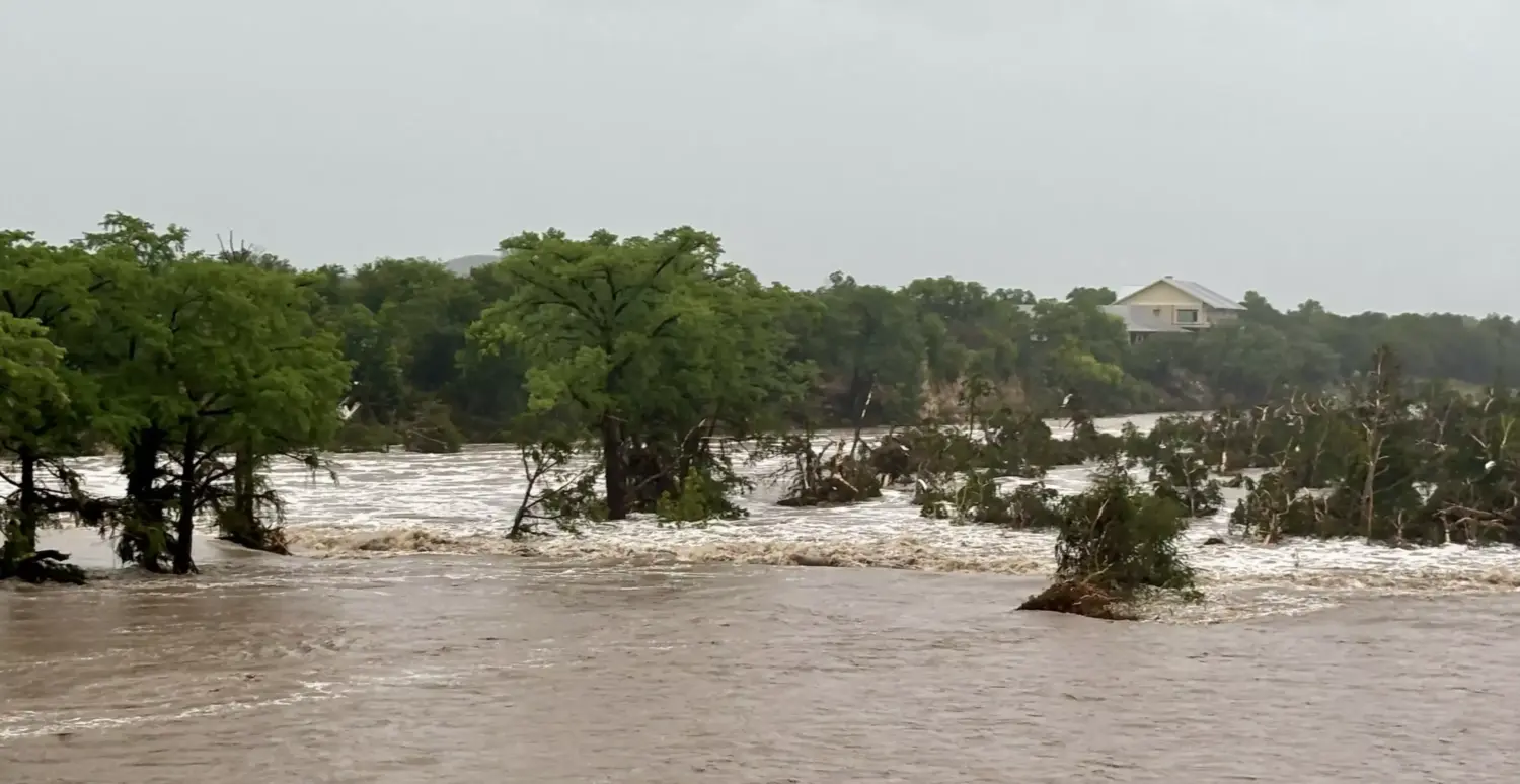 The floodwaters on Friday, July 4, 2025.