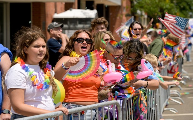 Thousands lined the streets of downtown Aurora for the annual Pride Parade on Sunday, June 14, 2026. (Mark Black / for the Beacon-News)