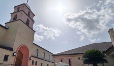 The sun beams over the Our Lady of Sorrows Church in McAllen, Texas, Monday, June 29, 2026. (AP Photo/Valerie Gonzalez)