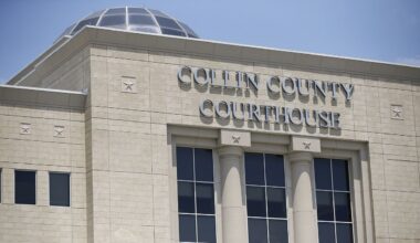 A view of the front of the Collin County Courthouse building Monday, Aug. 3, 2015, in Plano, Texas. (AP Photo/Tony Gutierrez)