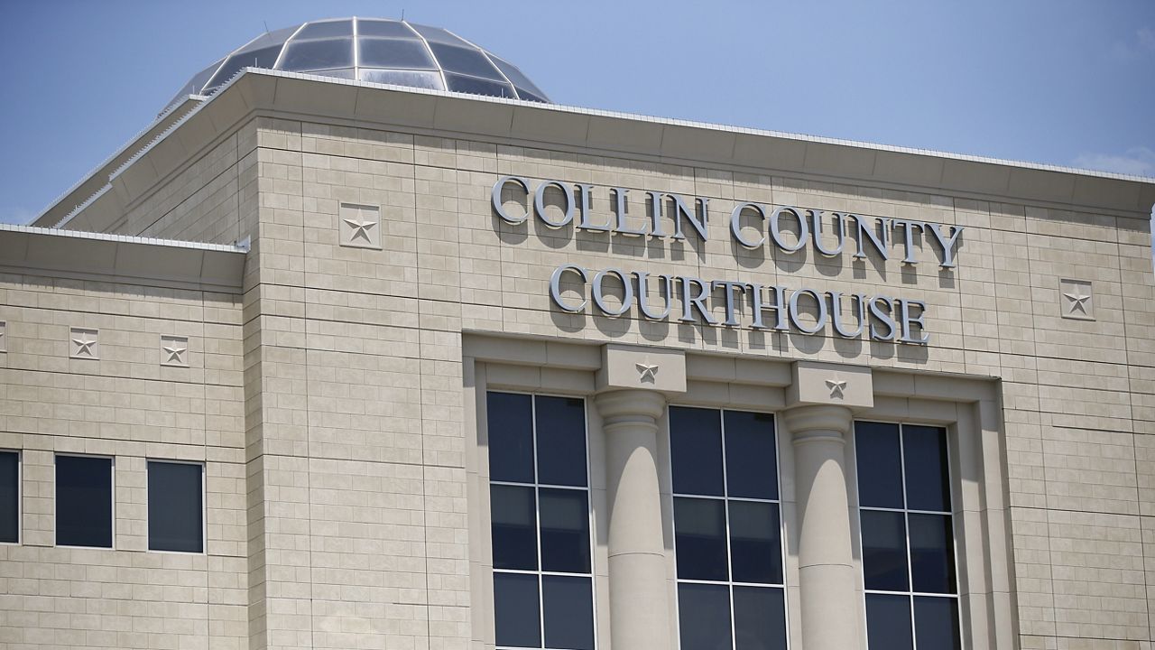 A view of the front of the Collin County Courthouse building Monday, Aug. 3, 2015, in Plano, Texas. (AP Photo/Tony Gutierrez)