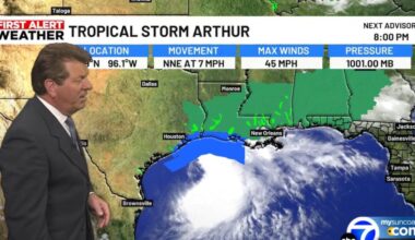 Tropical Storm Arthur makes landfall on Texas coast