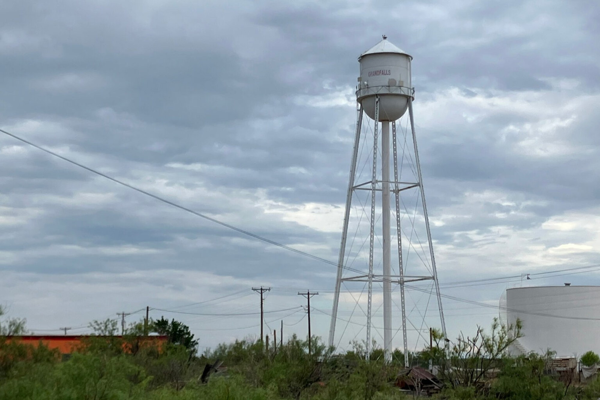 The Grandfalls water tower, which supplies the town of approximately 300 people in Ward Co.