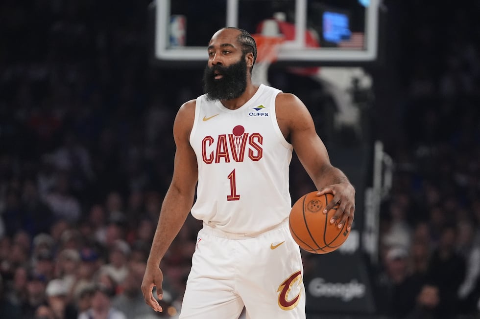 FILE - Cleveland Cavaliers' James Harden during the first half of Game 2 in the Eastern...