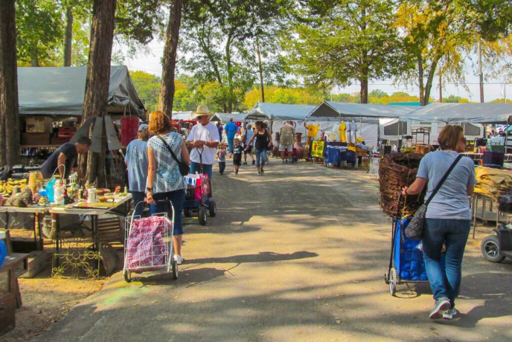 Image shows visitors at the First Monday Trade Days in Canton, Texas.