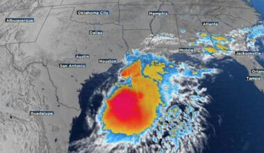 Arthur is now a low pressure area along the Texas coast, Flooding possible