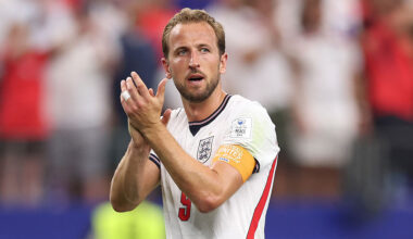 ARLINGTON, TEXAS - JUNE 17: Harry Kane #9 of England applauds fans after the 4-2 win during the FIFA World Cup 2026 Group L match between England and Croatia at Dallas Stadium on June 17, 2026 in Arlington, Texas. (Photo by Michael Steele/Getty Images)