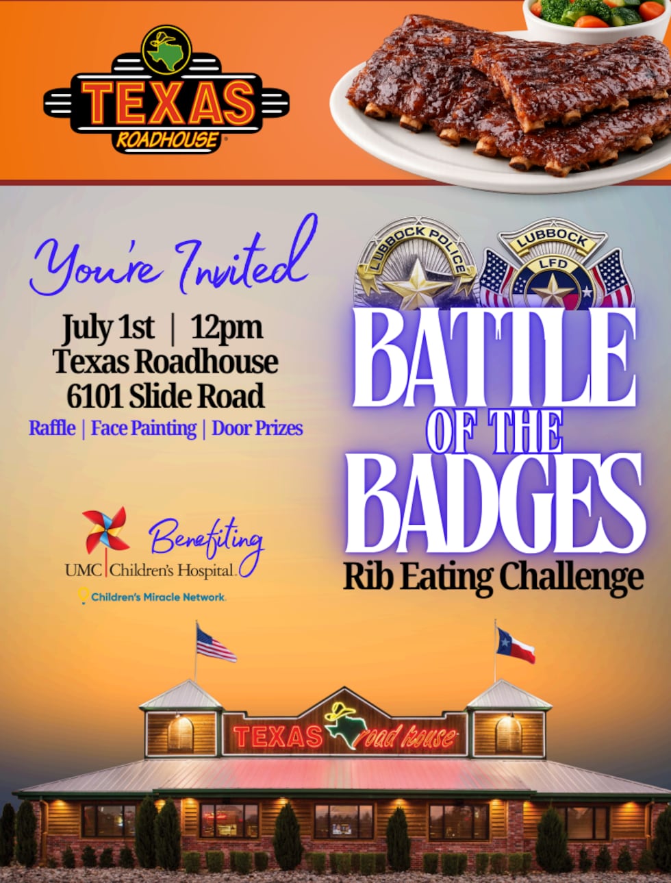 Texas Roadhouse in Lubbock is partnering with UMC Children’s Hospital for its Battle of the...