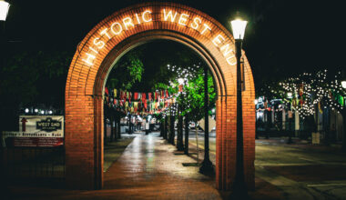 The Historic West End arch at the entrance of the neighborhood.