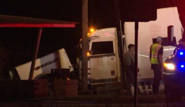 2 injured in crash involving two semi-trucks, passenger car on Highway 84