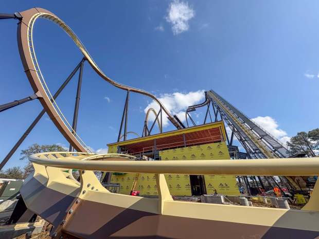 The Tormenta Rampaging Run dive coaster at Six Flags Over Texas. (Courtesy of official Six Flags Over Texas Facebook account)