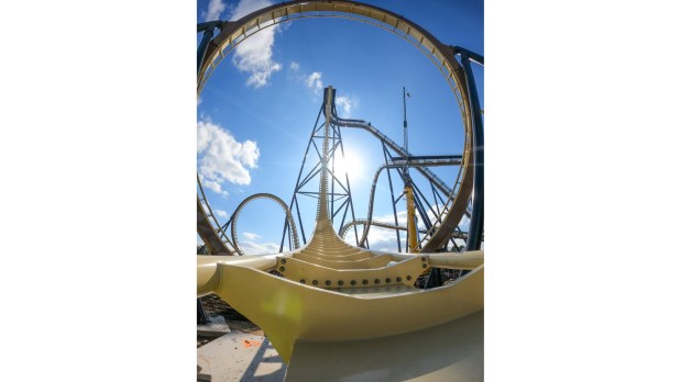 The Tormenta Rampaging Run dive coaster at Six Flags Over Texas. (Courtesy of official Six Flags Over Texas Facebook account)