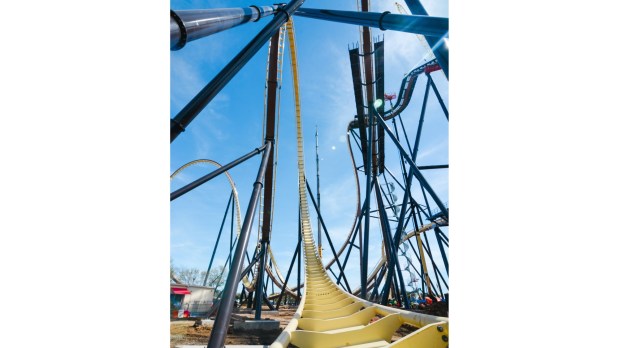 The Tormenta Rampaging Run dive coaster at Six Flags Over Texas. (Courtesy of official Six Flags Over Texas Facebook account)