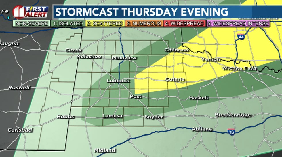 Storms are likely along a cold front this evening. Some may produce damaging hail and wind...