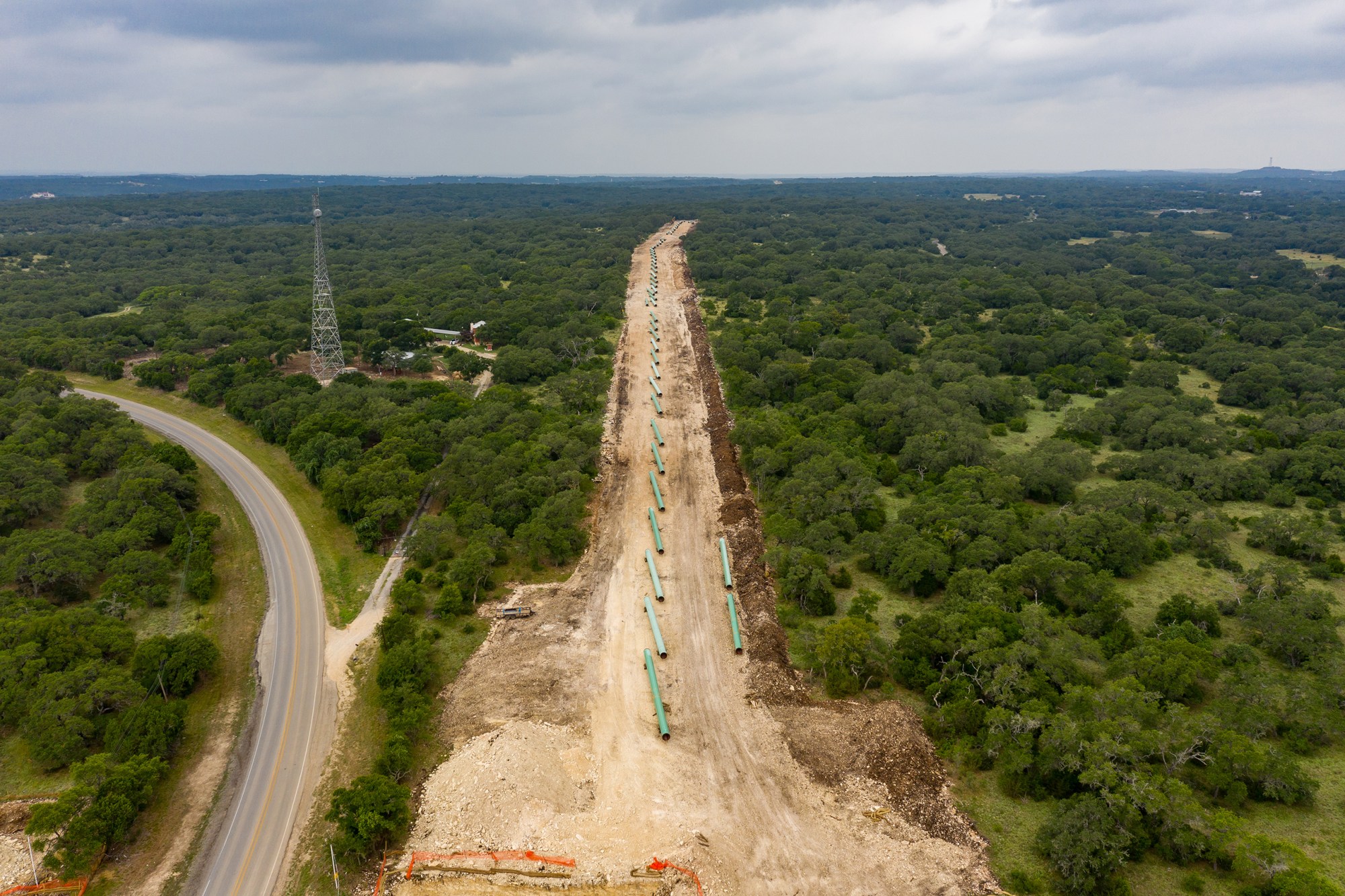 Construction on the Permian Highway Pipeline through Hays Co. in Central Texas on June 29, 2020.