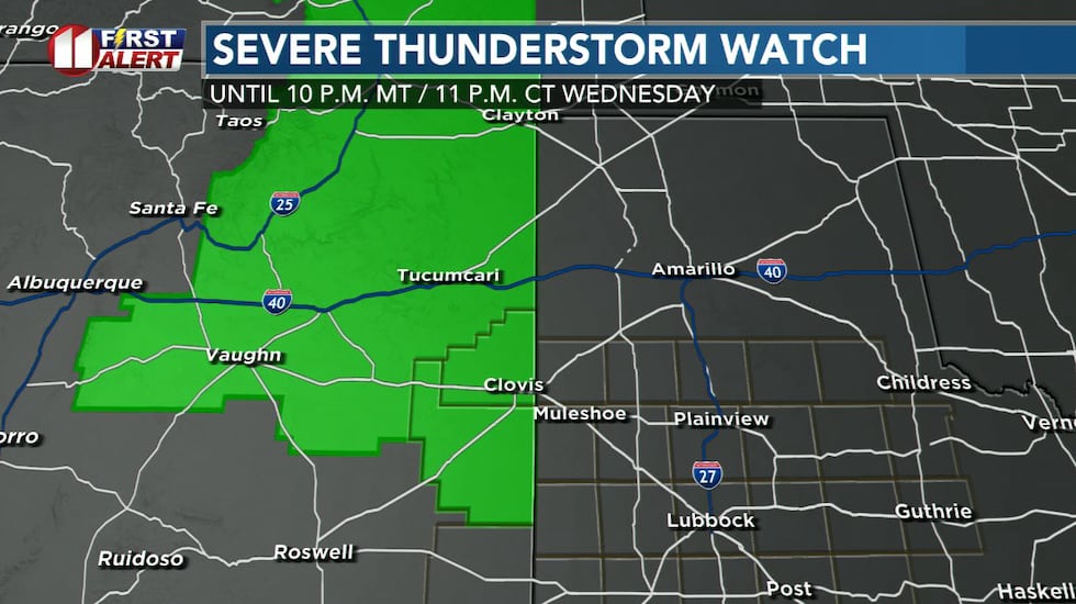 Severe thunderstorm watch in green