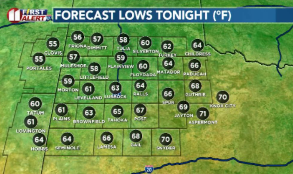 Mild/seasonal overnight low temperatures are in store tonight