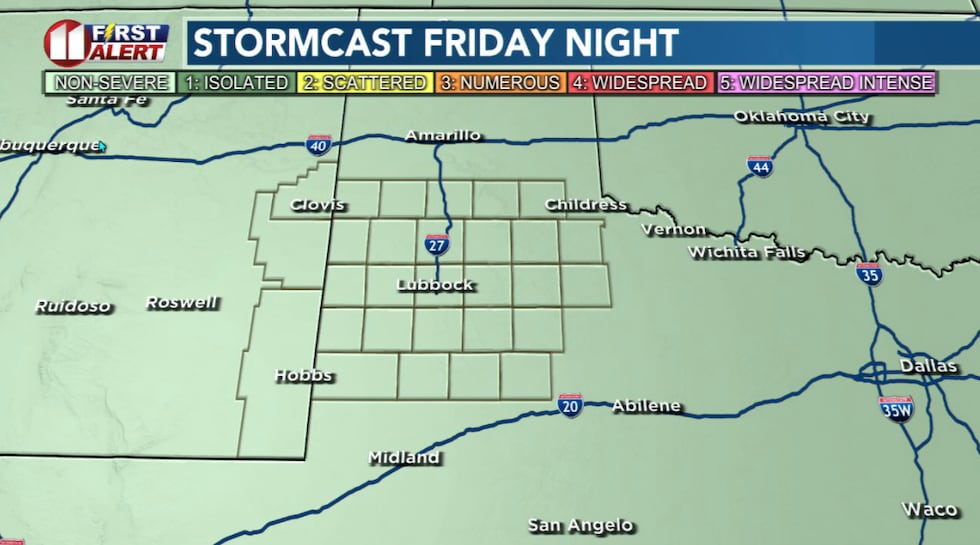 Another round of scattered showers and storms is expected late Friday night into early Saturday.