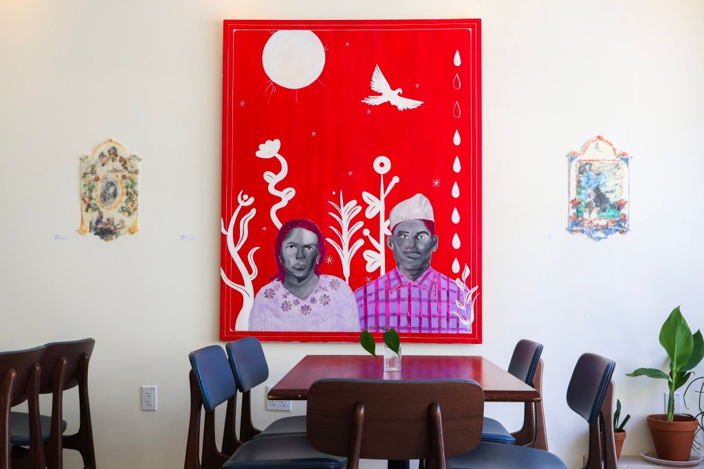 a painting over a table at Sor Juana