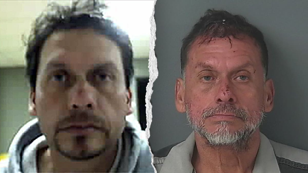 Split image showing an older ICE photograph of Juan Ayala Montero on the left and a recent Montgomery County Sheriff's Office booking photo on the right.