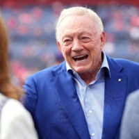 Oct 26, 2025; Denver, Colorado, USA; Dallas Cowboys owner Jerry Jones looks on before the game against the Denver Broncos at Empower Field at Mile High.