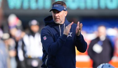 Dallas Cowboys head coach Brian Schottenheimer looks on before the game against the New York Giants at MetLife Stadium.