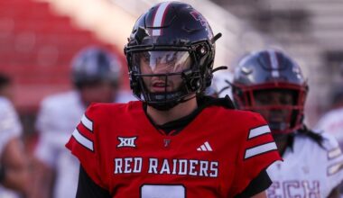 Texas Tech's Brendan Sorsby looks on during the spring football game, Friday, April 17, 2026, at Jones AT&T Stadium.