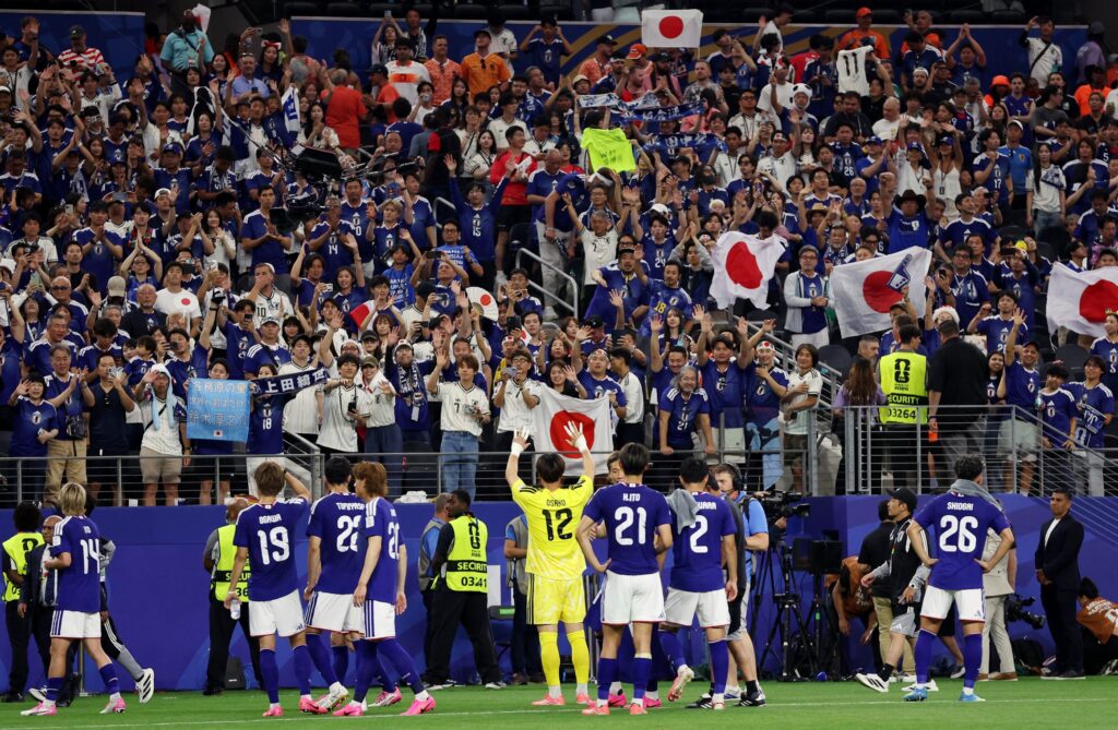 June 14, 2026; Arlington, Texas, U.S.; Japan players applaud fans after the match.