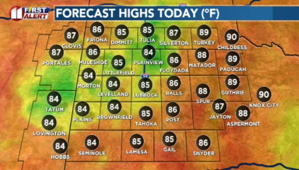 Warm/mild afternoon temperatures hit the 80s today