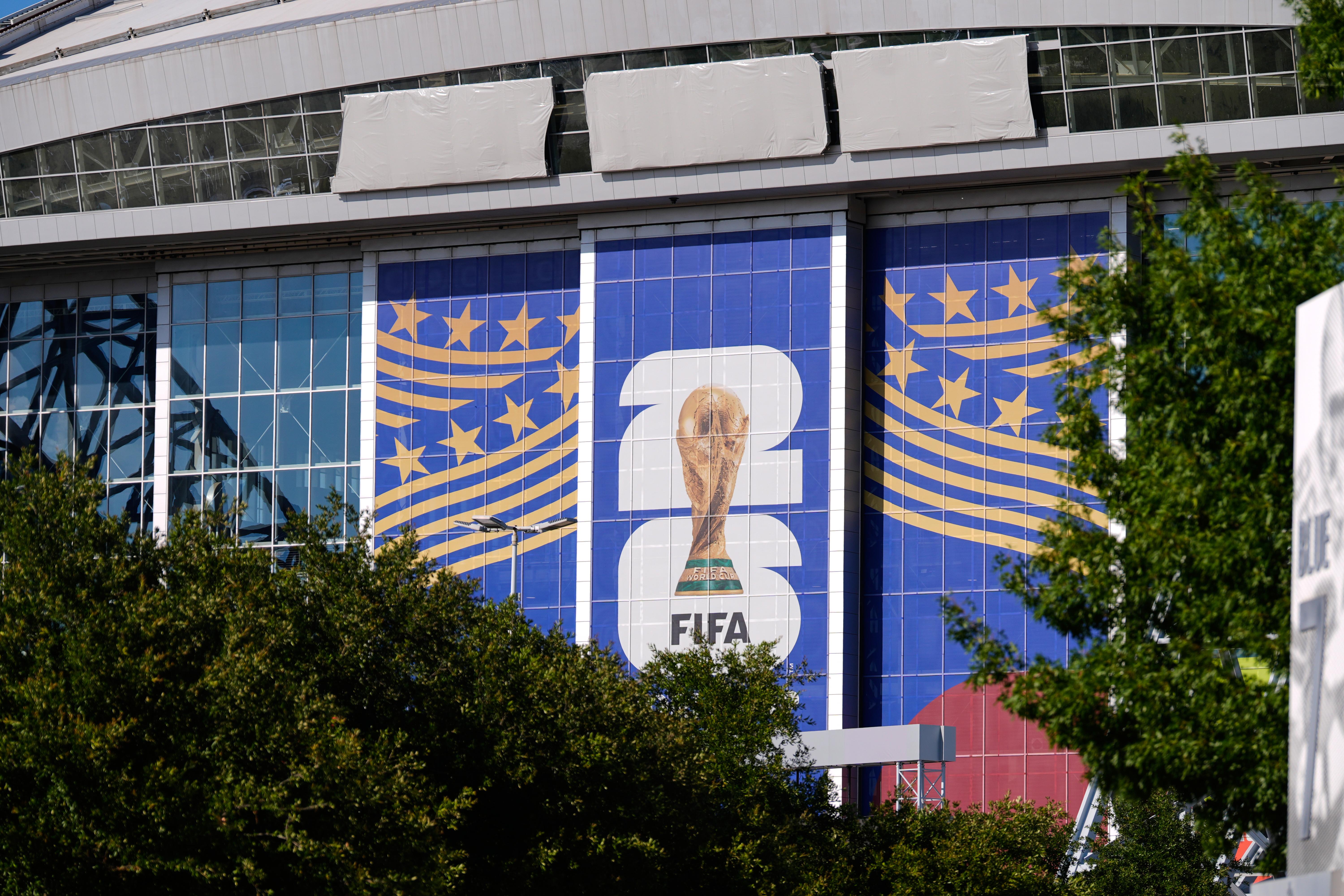 AT&T Stadium, where upcoming World Cup soccer matches are scheduled...
